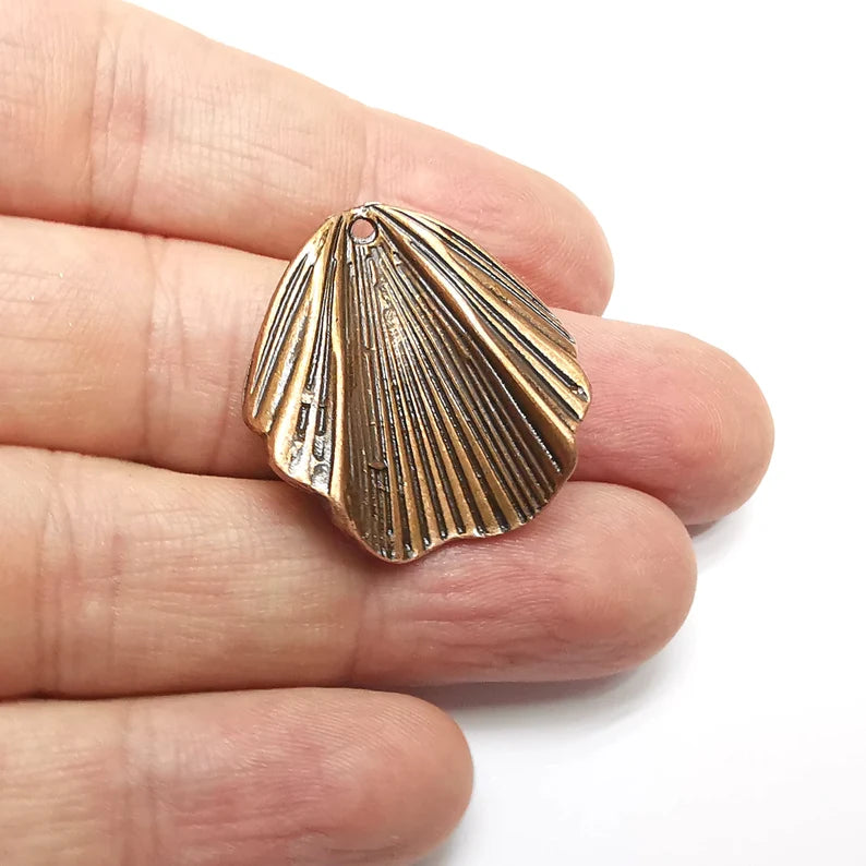 Scallop Charms Antique Copper Plated Charms (30x27mm) G34561