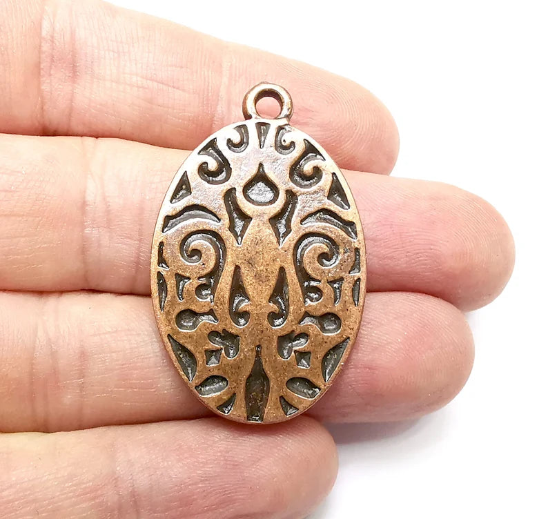 Oval Charms, Dangle Charms, Antique Copper Plated (42x26mm) G34562