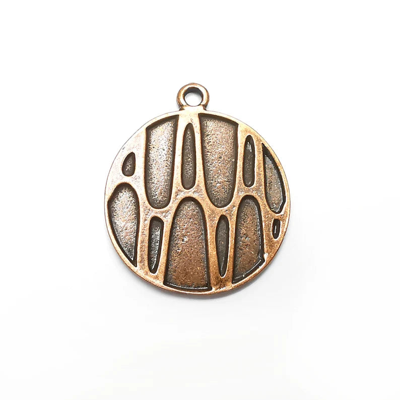 Antique Copper Round Charms, Antique Copper Plated (39x33mm) G34564