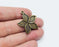 4 Flower Charms, Antique Bronze Plated Charms (32x30mm) G34638