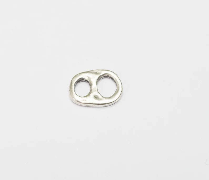 5 Two Hole Connector Antique Silver Plated Findings (14x11mm) G34639