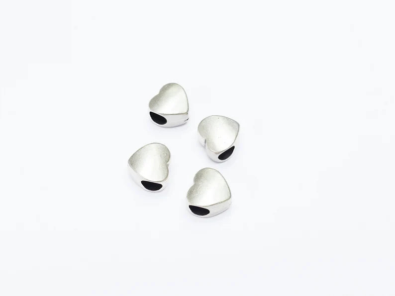 2 Heart Beads Antique Silver Plated Metal Beads (11mm) G34640