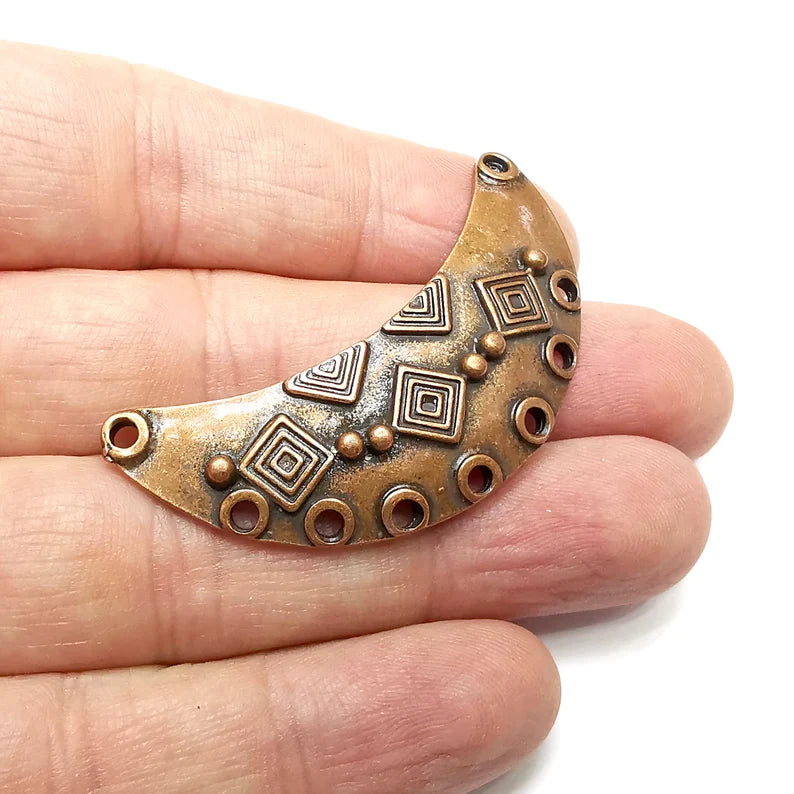 Crescent Charms, Connector Antique Copper Plated Dangle Pendant (53mm) G34566