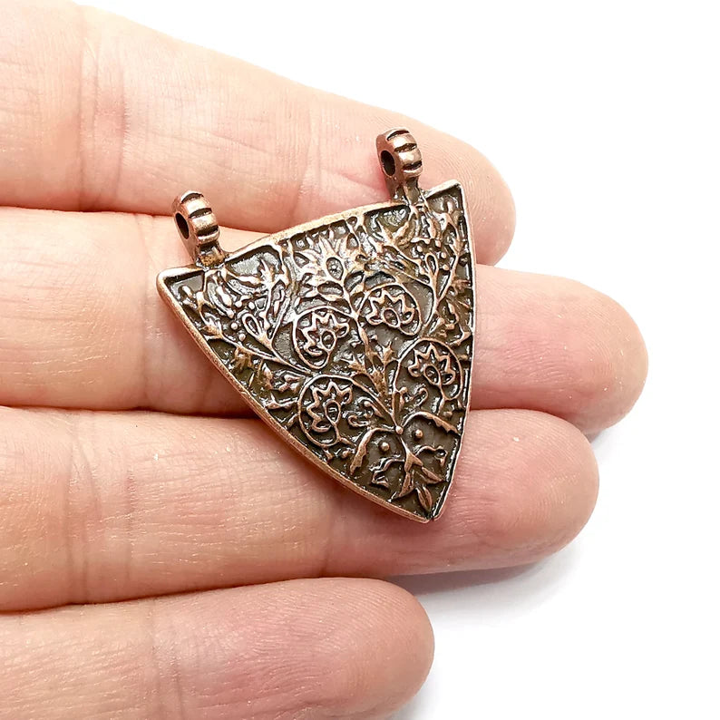 Flower Pendant , Antique Copper Plated (38x34mm) G34567