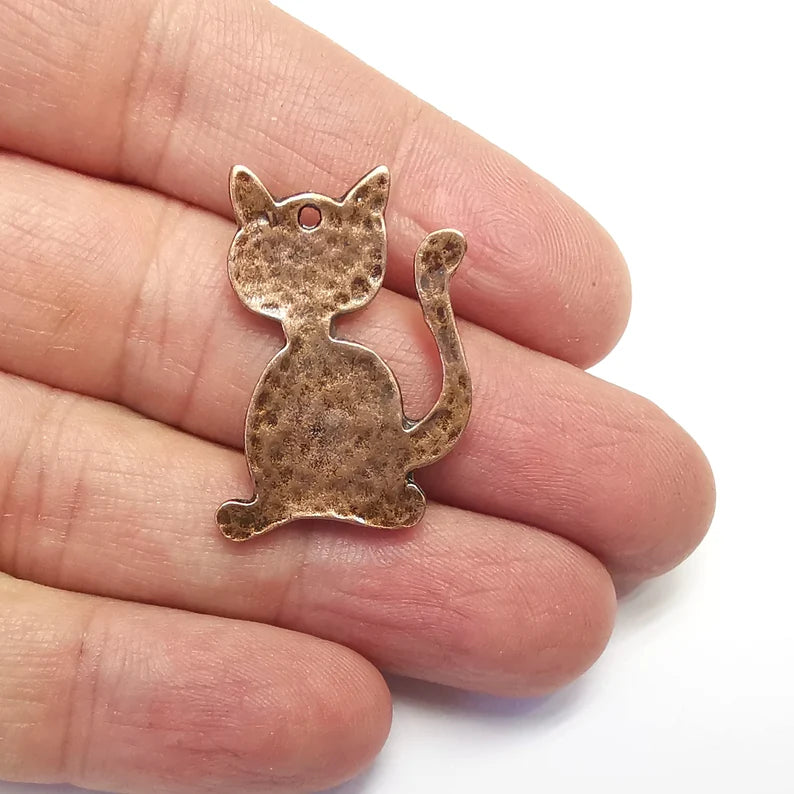 Cat Charms Antique Copper Plated Charms (32x22mm) G34645
