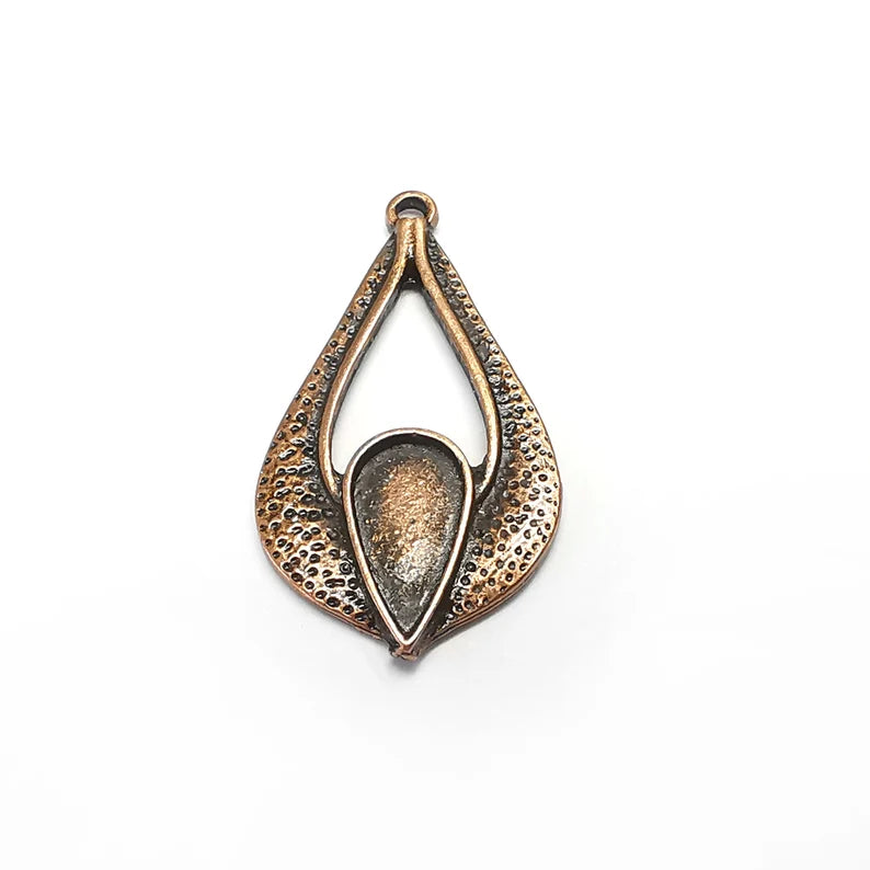 Drop Charm Blank Base Antique Copper Plated 32x18mm (12x6mm bezel) G34646