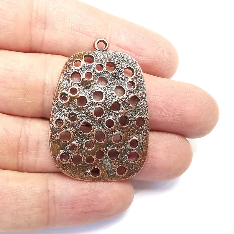 Filigree Pendant, Antique Copper Plated Pendant (44x30mm) G34650