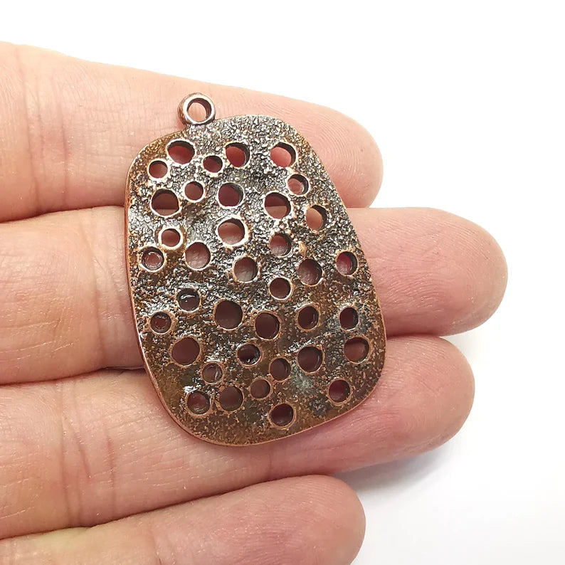 Filigree Pendant, Antique Copper Plated Pendant (44x30mm) G34650