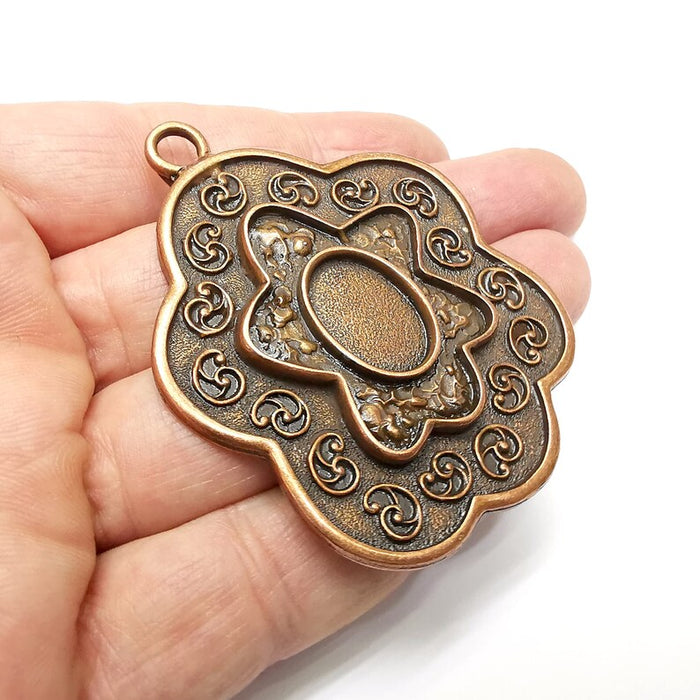 Oval Flower Pendant Blanks, Resin Bezel Bases, Mosaic Mountings, Dry flower Frame, Polymer Clay base, Antique Copper Plated (18x13mm) G34572