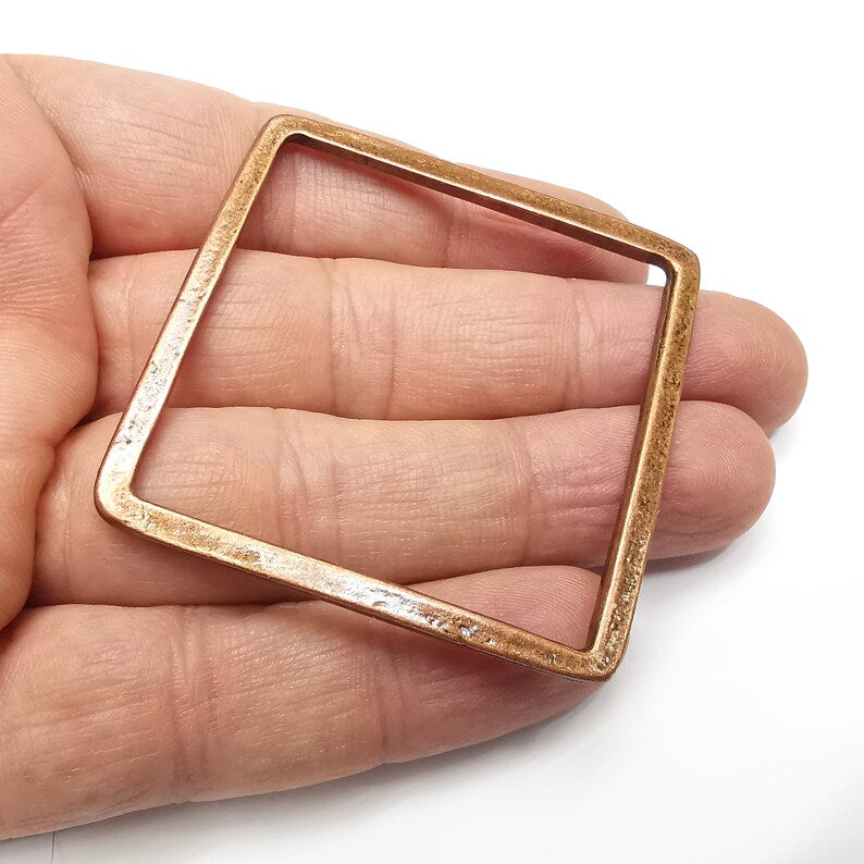 Big Square Jewelry Findings Antique Copper Plated Organic Shape Pendant (53mm) G34573