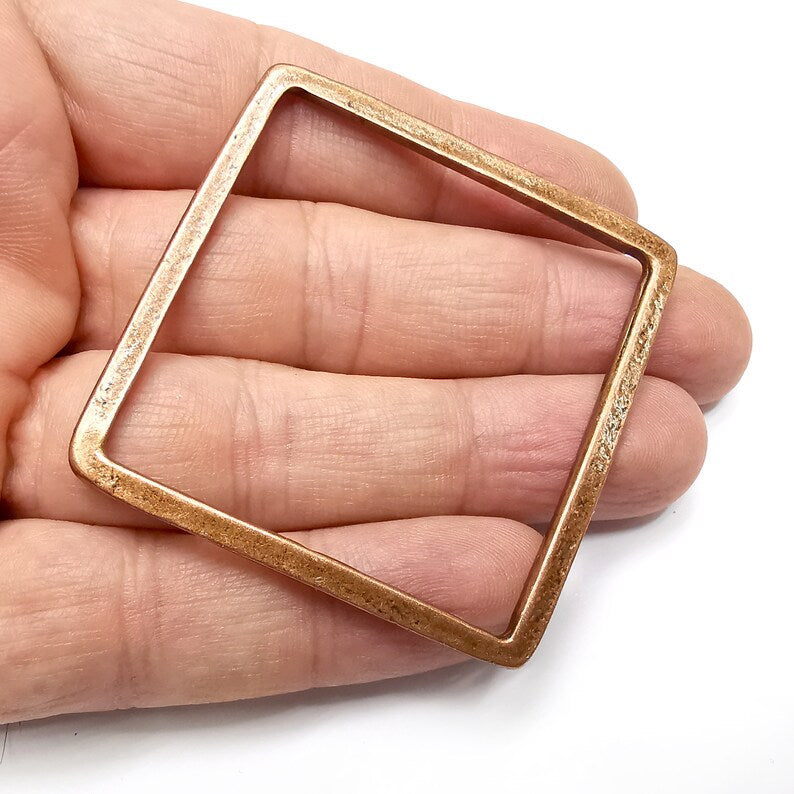 Big Square Jewelry Findings Antique Copper Plated Organic Shape Pendant (53mm) G34573