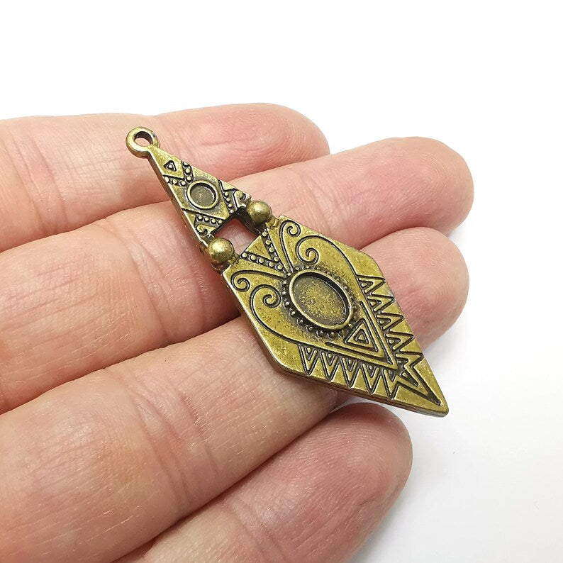 Marquise Charms Blanks, Resin Bezel Bases, Mosaic Mountings, Dry flower Frame, Polymer Clay base, Antique Bronze Plated (8x6 - 3 mm) G34575