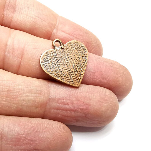2 Heart Charms, Antique Copper Plated Dangle Charms (21x21mm) G34576