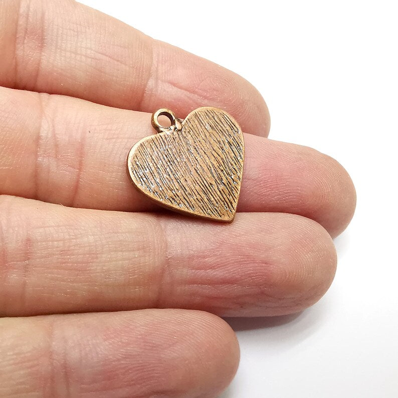2 Heart Charms, Antique Copper Plated Dangle Charms (21x21mm) G34576