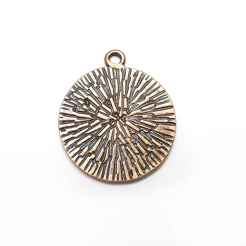 Disc Round Charms, Antique Copper Plated (39x32mm) G34579