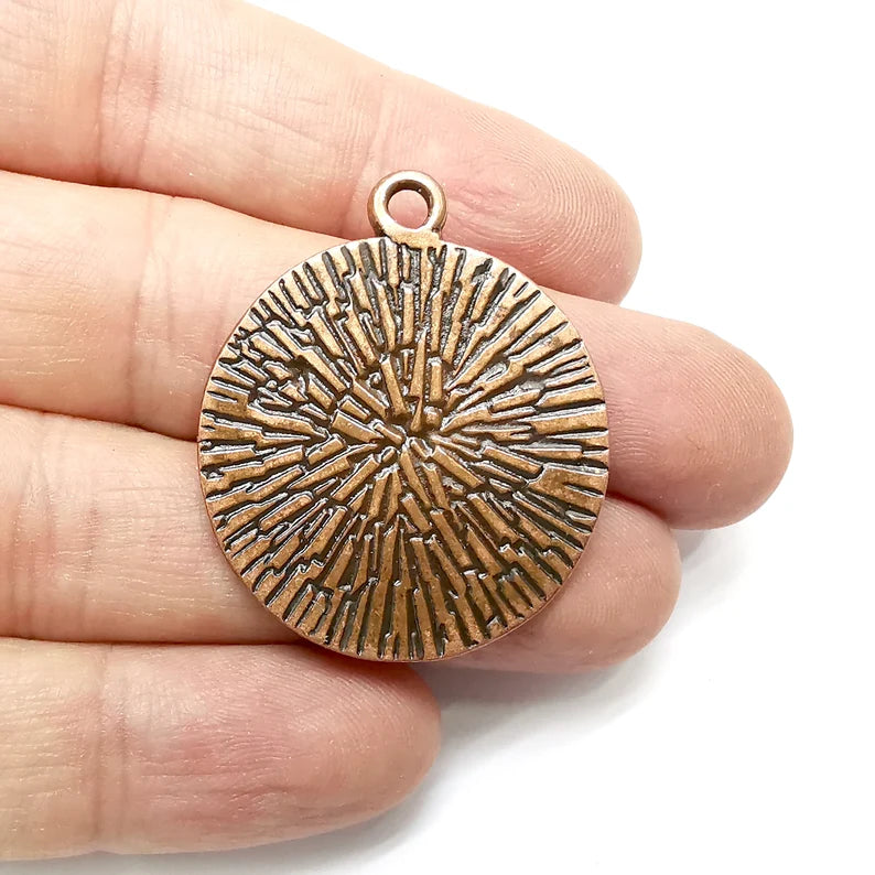Disc Round Charms, Antique Copper Plated (39x32mm) G34579