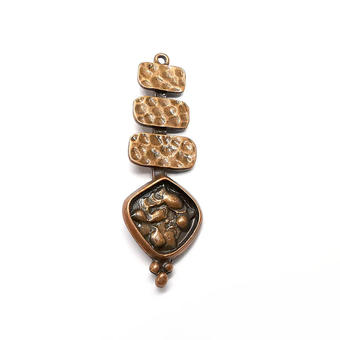 Hammered Charms, Antique Copper Plated Dangle Charms (59x18mm) G34580