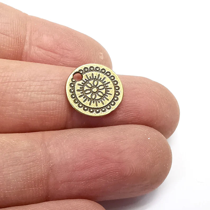 5 Ethnic Charms Antique Bronze Plated (13mm) G34671