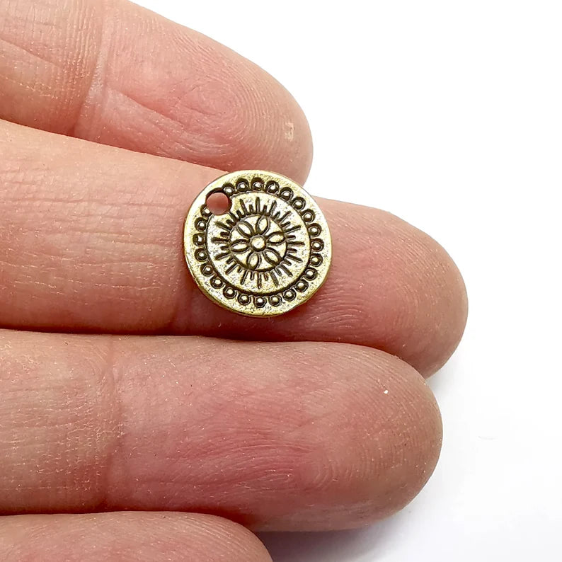 5 Ethnic Charms Antique Bronze Plated (13mm) G34671