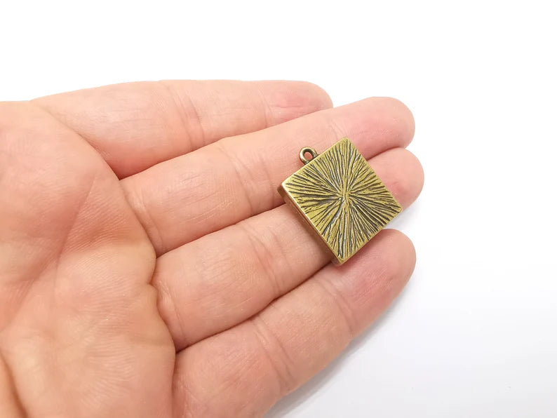 Square Pendant Blank, Resin Bezel Base, Mosaic Mounting, Dry flower Frame, Polymer Clay base, Antique Bronze Plated (20x20mm blank) G34586