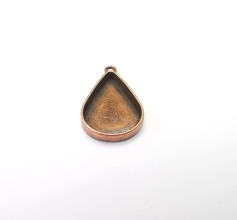 Copper Pendant Blank, Resin Bezel Base, Mosaic Mounting, Dry flower Frame, Polymer Clay base, Antique Copper Plated (25x18mm blank) G34587