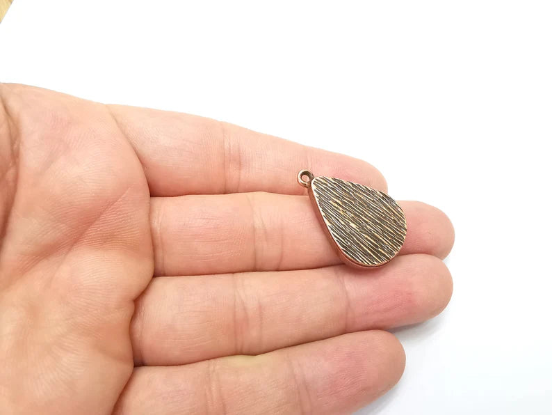 Copper Pendant Blank, Resin Bezel Base, Mosaic Mounting, Dry flower Frame, Polymer Clay base, Antique Copper Plated (25x18mm blank) G34587