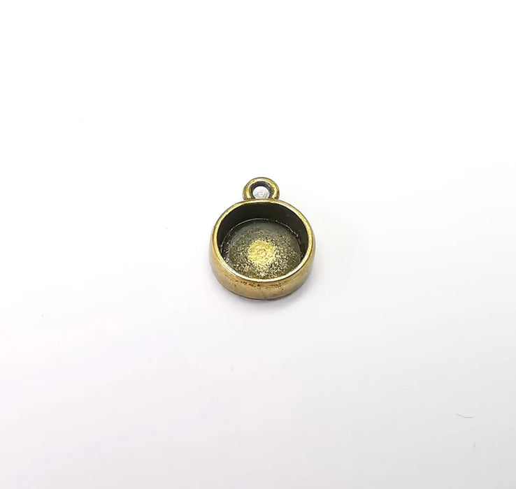 5 Round Pendant Blanks, Resin Bezel Bases, Mosaic Mountings, Dry flower Frame, Polymer Clay base, Antique Bronze Plated (10mm) G34681