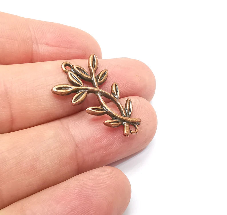 5 Leaf Charms, Antique Copper Plated Charms (27x18mm) G34684