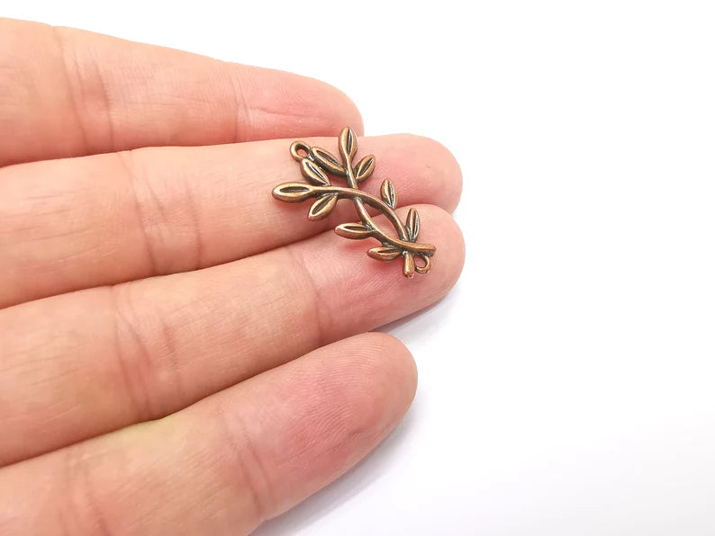 5 Leaf Charms, Antique Copper Plated Charms (27x18mm) G34684