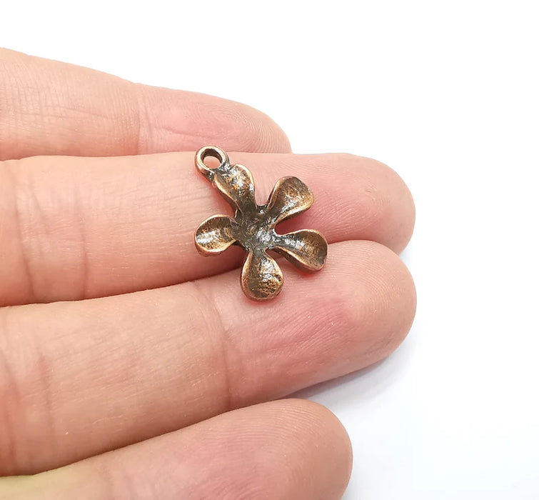 2 Flower Charms, Antique Copper Plated Charms (21x17mm) G34685