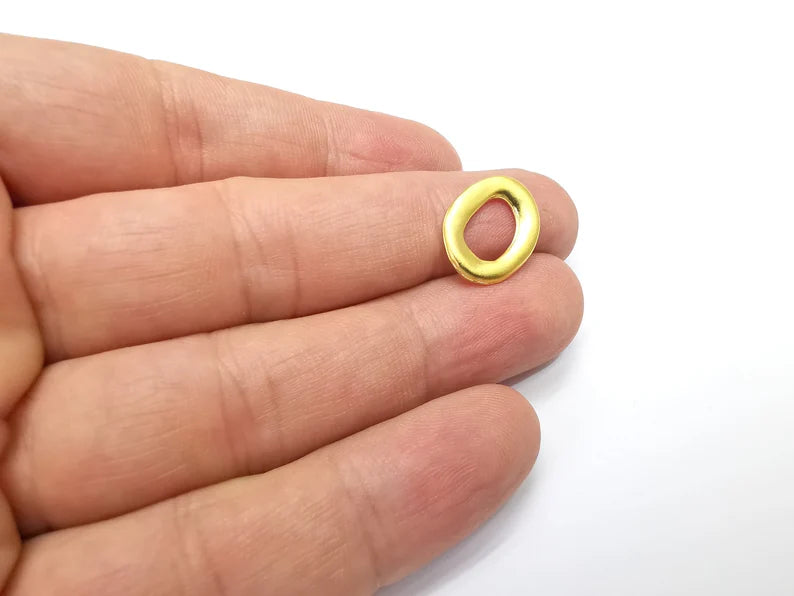 Oval Circle Hoop Connector Charms Finding, Gold Plated Charms (17x13mm) G34686
