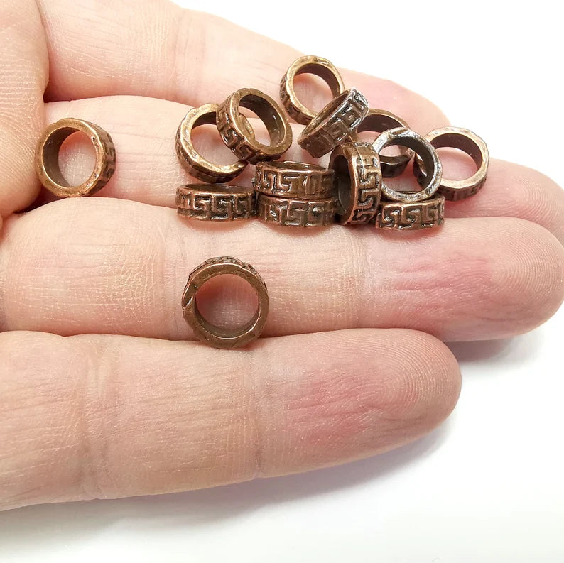 5 Circle Beads Antique Copper Plated Metal Beads (11mm) G34597