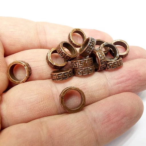 5 Circle Beads Antique Copper Plated Metal Beads (11mm) G34597