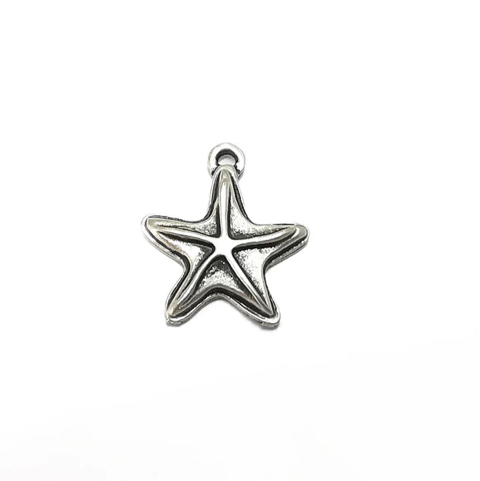 5 Star Charms Antique Silver Plated Charms (18x15mm) G34598