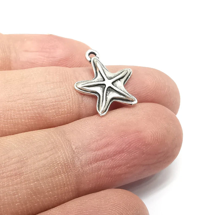 5 Star Charms Antique Silver Plated Charms (18x15mm) G34598
