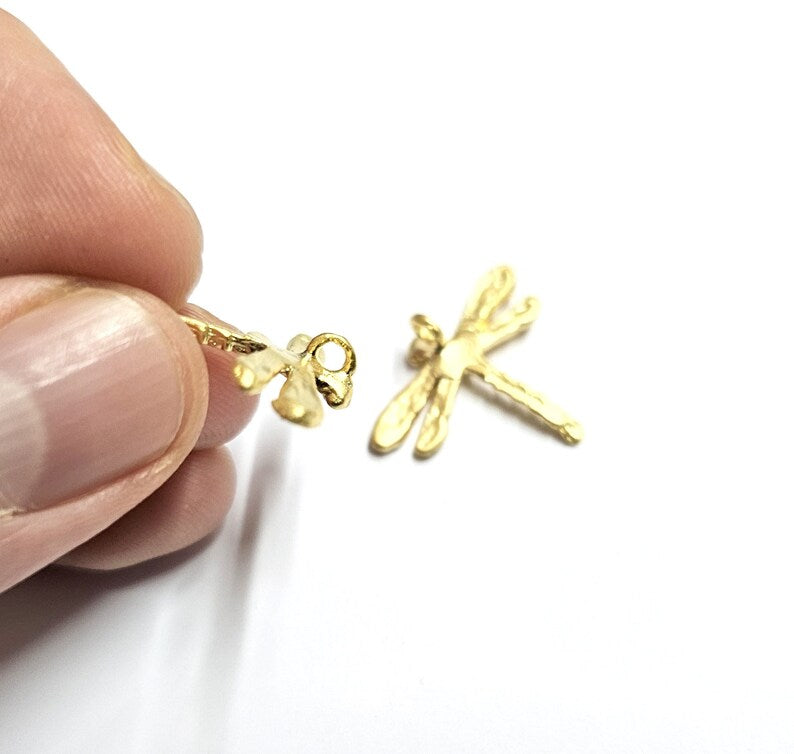 Dragonfly Charms Pendant Gold Plated Brass (24x19mm) G34599