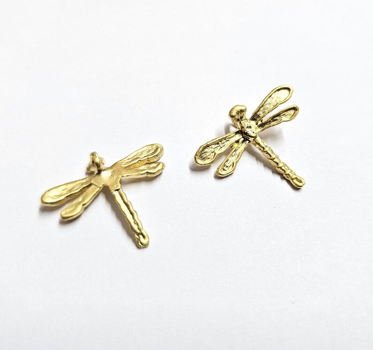 Dragonfly Charms Pendant Gold Plated Brass (24x19mm) G34599