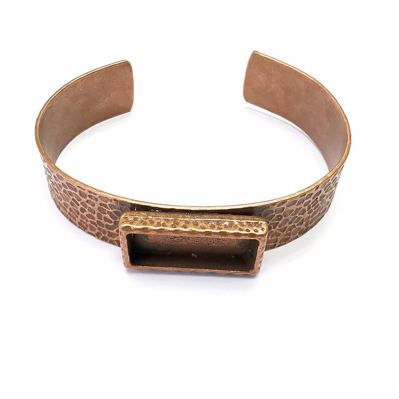 Bracelet Blank Resin Dry Flower inlay Blank Cuff Bezel Glass Cabochon Base Hammered Adjustable Antique Copper (25x10mm) G34692