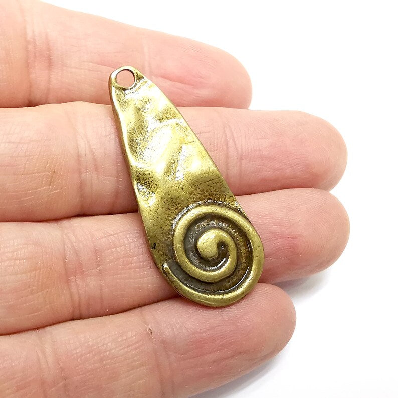 Swirl Charms, Antique Bronze Plated Dangle Charms (46x19mm) G34701