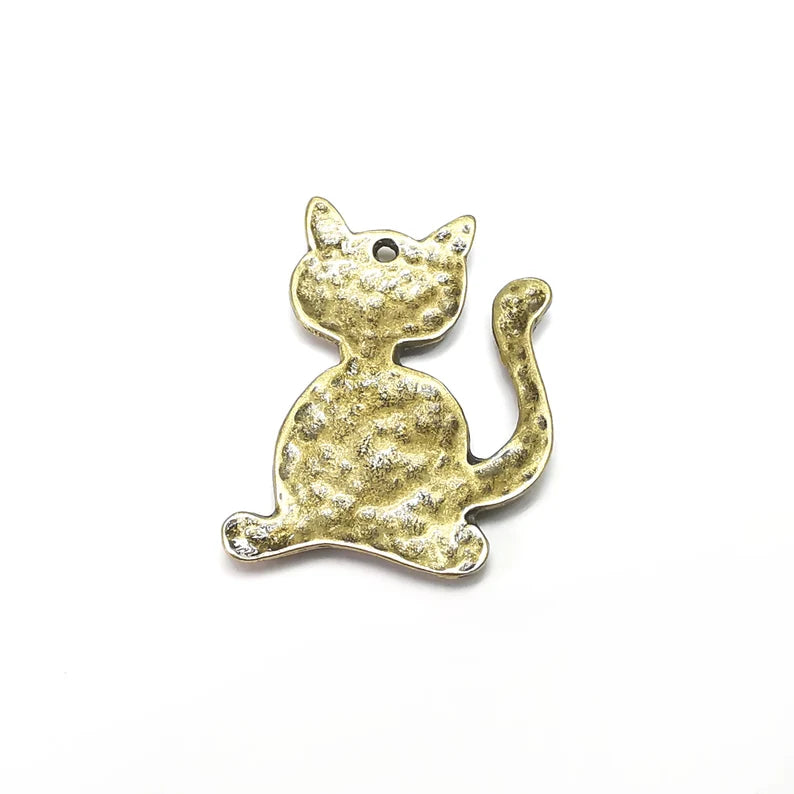 Cat Charms Antique Bronze Plated Charms (32x22mm) G34608