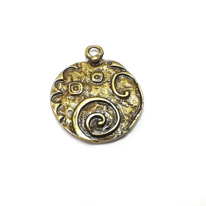 Disc Charms Antique Bronze Plated Charms (32x26mm) G34610