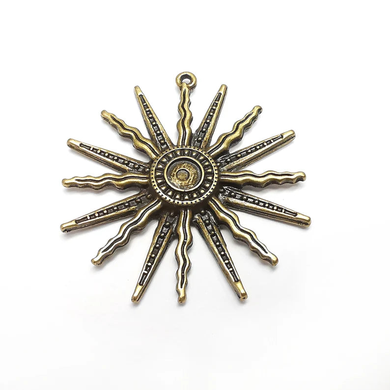 Sun Pendant, Antique Bronze Plated Pendant (60mm) G34716