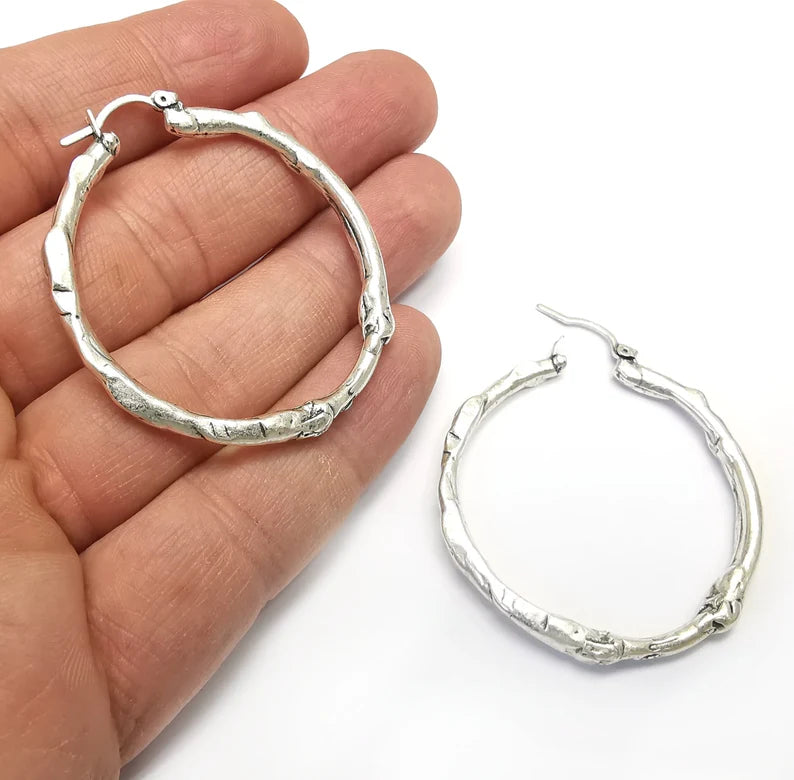 Antique silver 2025 hoop earrings