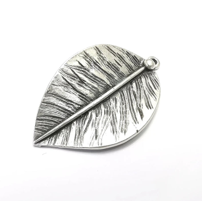 Leaf Charms, Antique Silver Plated (48x28mm) G34725
