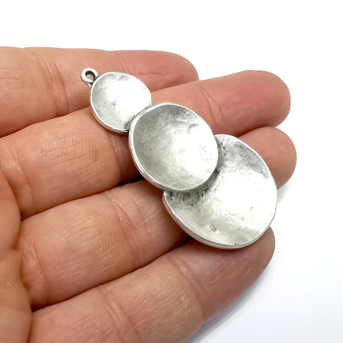 Disc Charms, Antique Silver Plated (55x28mm) G34726