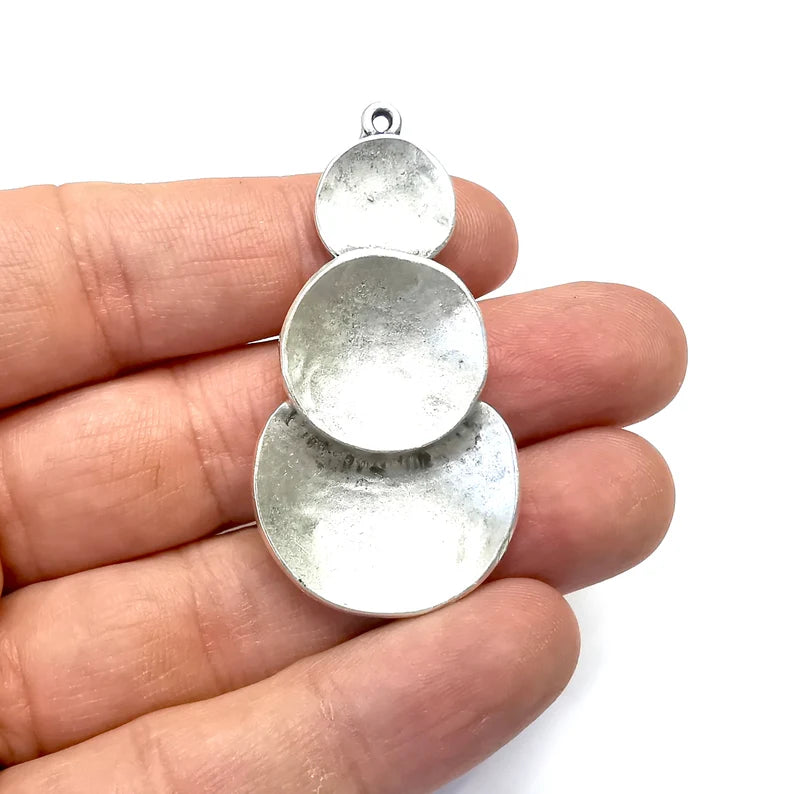 Disc Charms, Antique Silver Plated (55x28mm) G34726