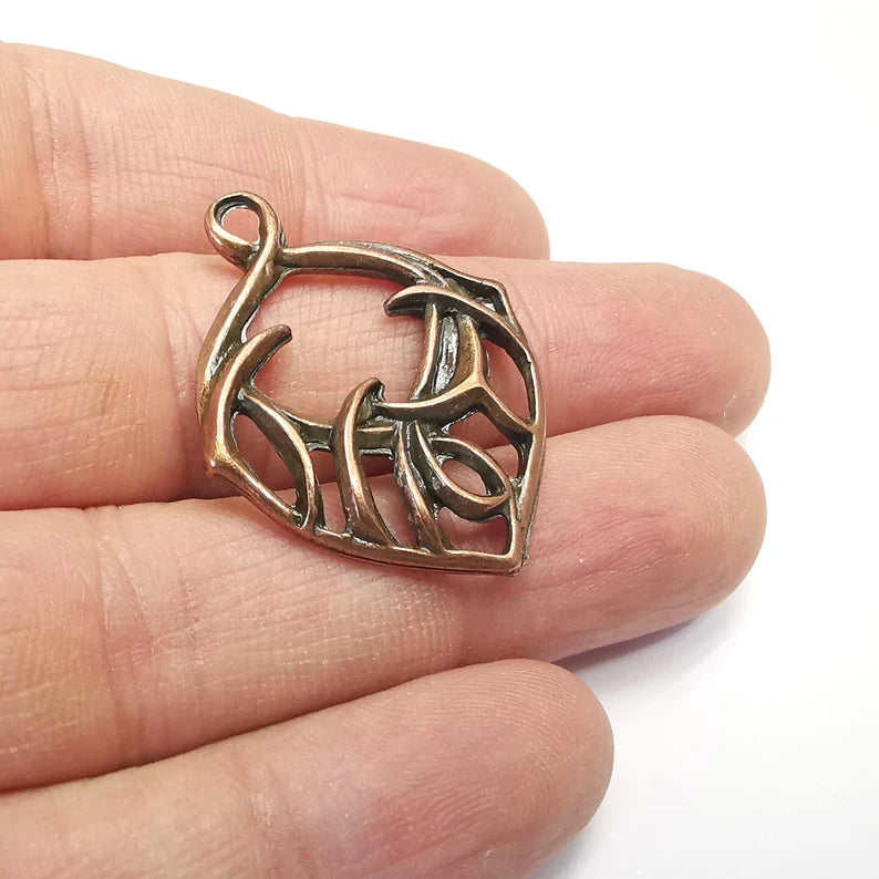 2 Thorn Charms, Antique Copper Plated (36x29mm) G34728