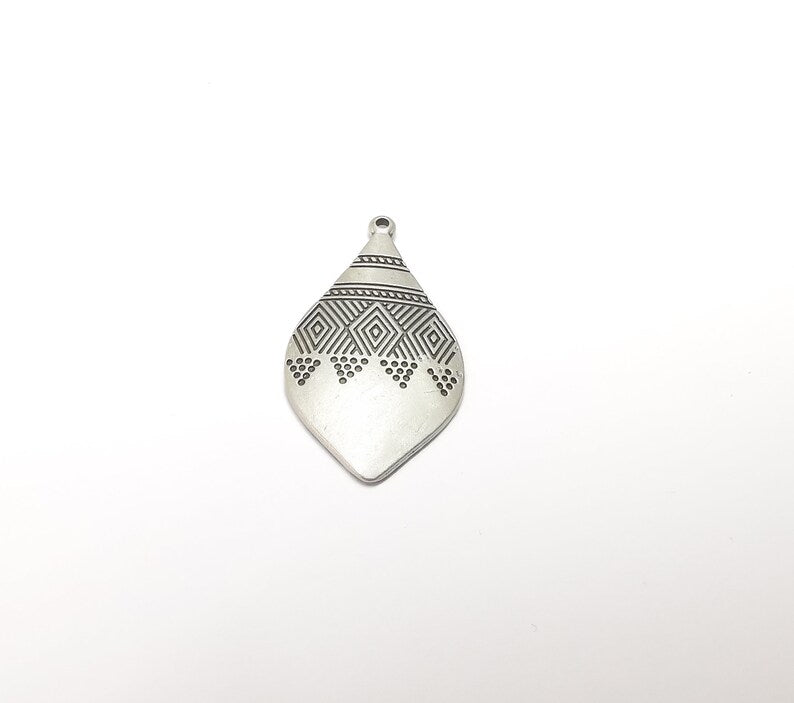 Drop Marquise Dangle Charms, Antique Silver Plated Charms (37x21mm) G34614