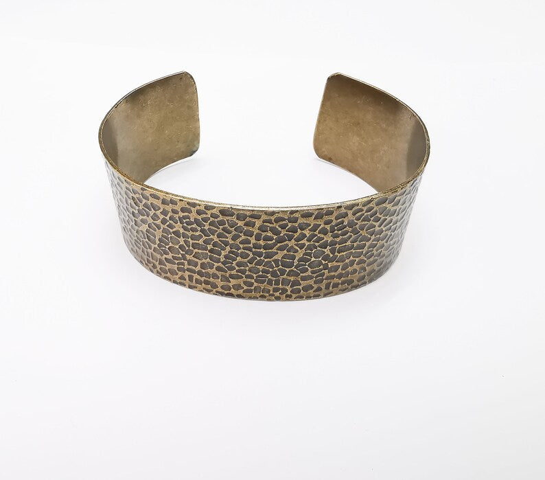 Hammered Bracelet Cuff Blank Base Antique Bronze Plated Brass Adjustable Bracelet (25mm) G34615
