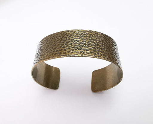 Hammered Bracelet Cuff Blank Base Antique Bronze Plated Brass Adjustable Bracelet (25mm) G34615